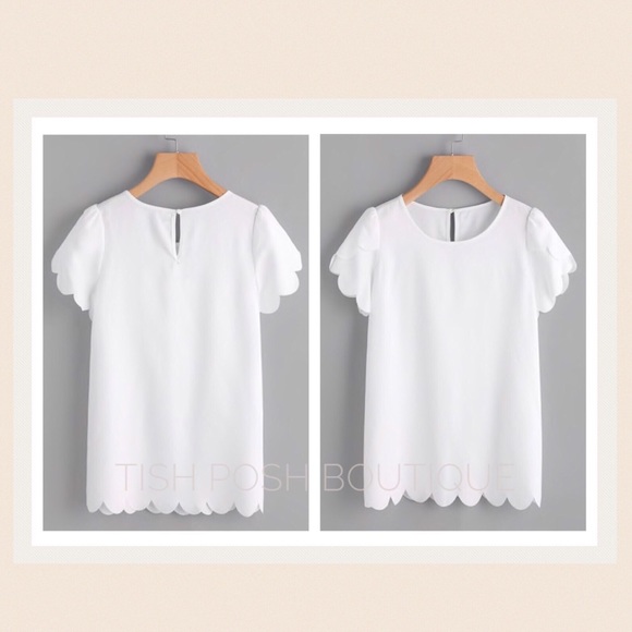 TishPosh Tops - FIORELLA White Petal Sleeve Blouse